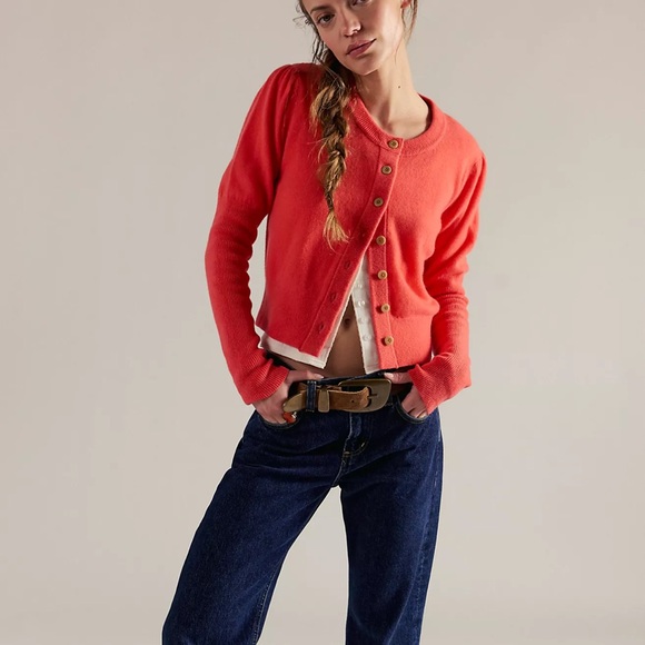 FREE PEOPLE Green Button-Up Women's Sweater - Picture 2 of 2